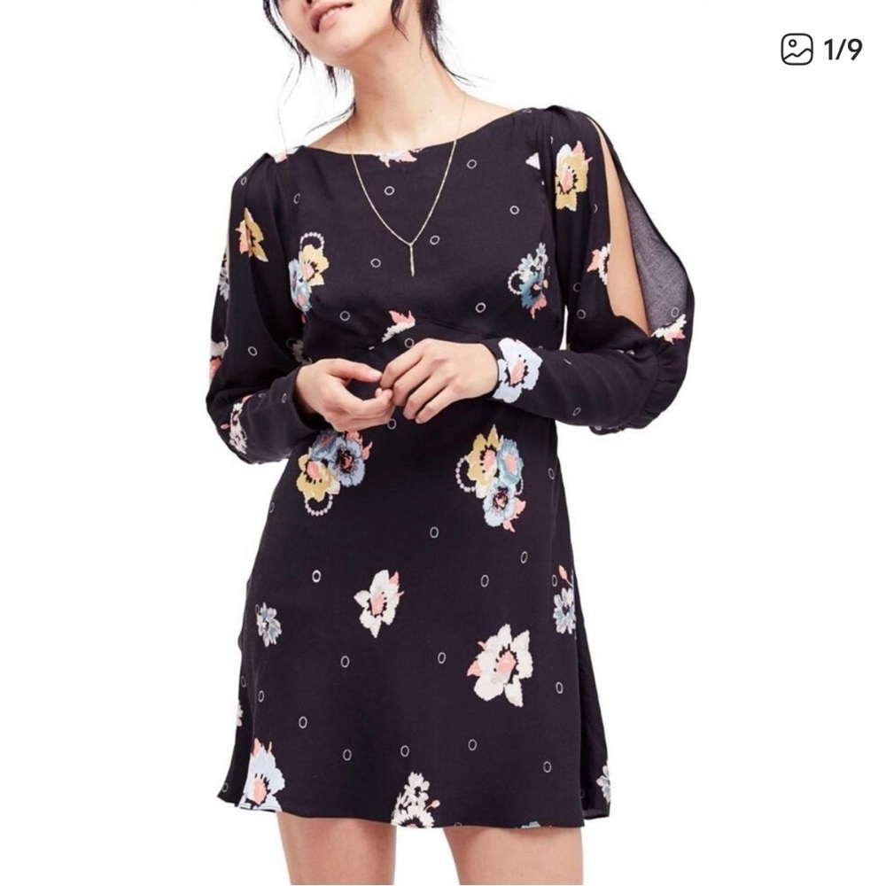 Free People Sunshadows Floral Long Sleeve Dress